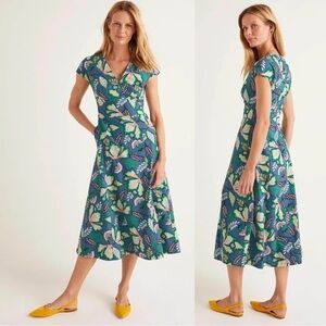 BODEN Natasha Jungle Bloom Floral Cotton Sailor Midi Dress Sz. 6 Regular